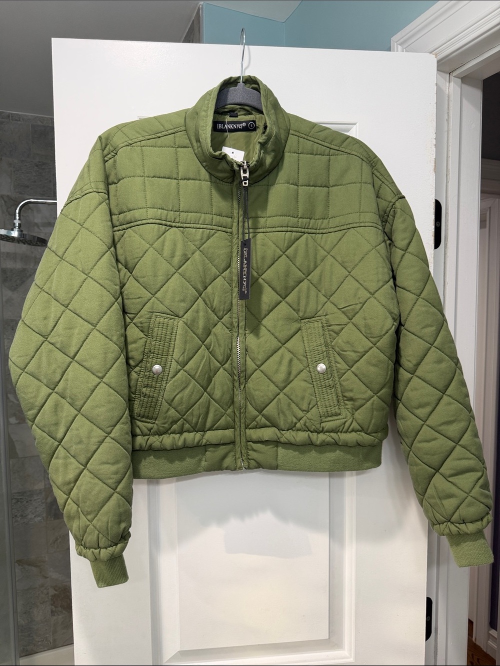 Blank NYC Olive Green Quilted Puffer Jacket